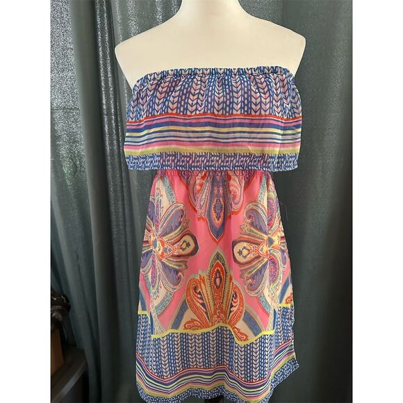 Red Camel Dresses & Skirts - Red Camel Women's Bohemian, Vacation, Strapless Knee Length Dress M - Pink